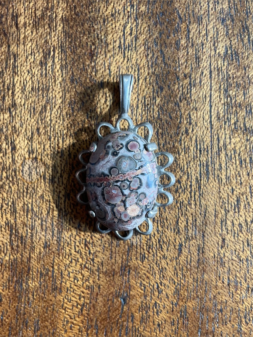 Leopard Skin Jasper Stone Pendant with Sterling Silver Setting, Signed NWOT - Picture 10 of 10